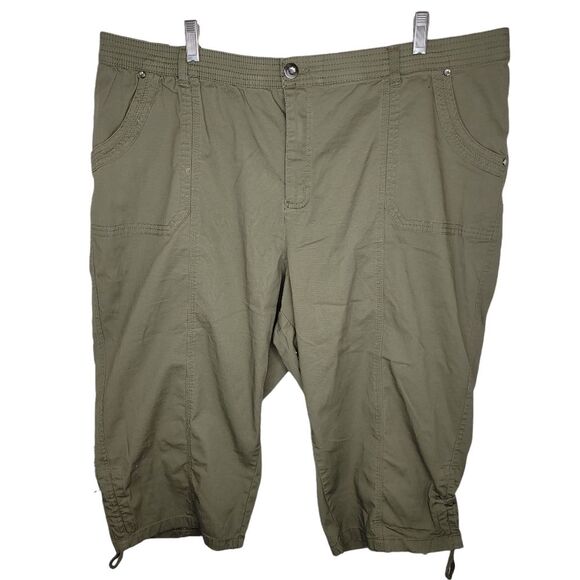 Catherines olive green capri pants 2x (22/24) - Picture 1 of 6